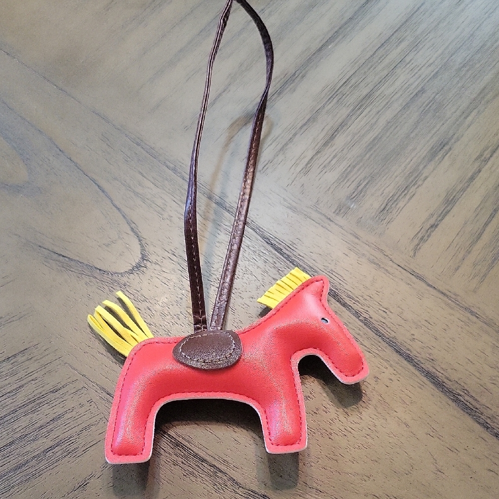 Red Horse-Shaped Leather Keychain